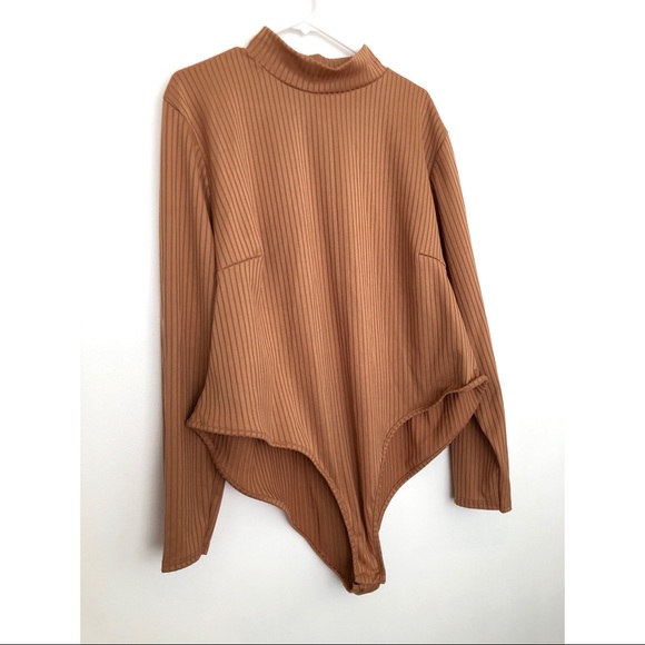 Caramel Jumbo Ribbed Long Sleeve Bodysuit - Picture 1 of 14